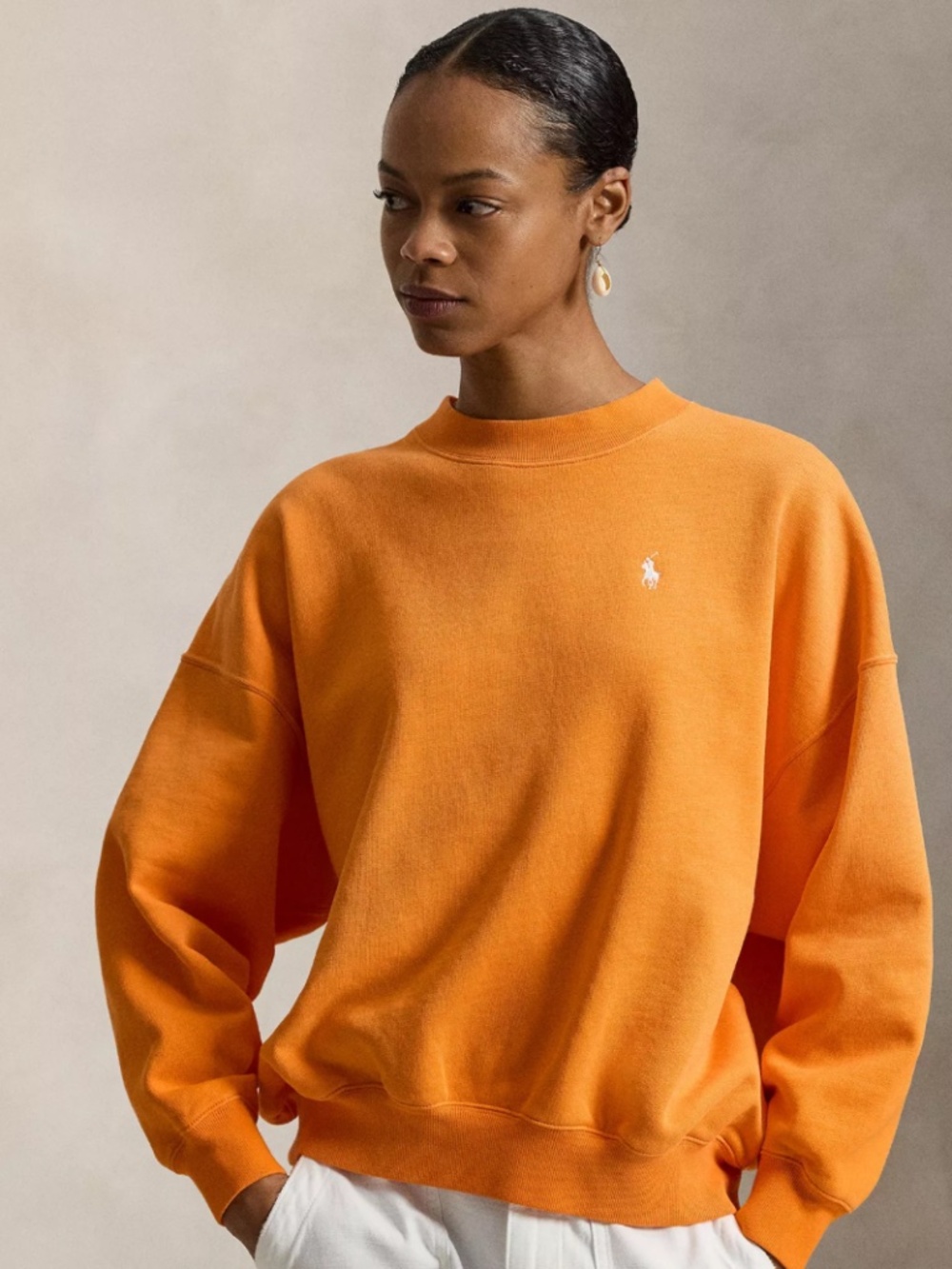 NWT POLO RALPH LAUREN Women's Oversized Back-Logo Crew Neck Top SIze US L